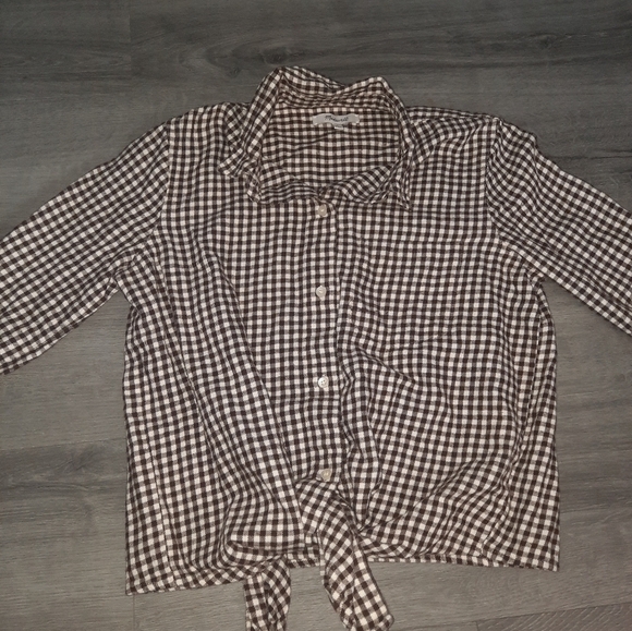 Madewell Flannel Tie Front Shirt in Gingham Check - Picture 5 of 8